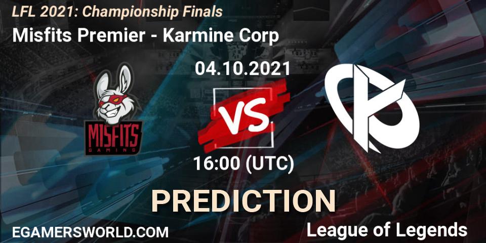 Misfits Premier - Karmine Corp: прогноз. 04.10.2021 at 16:00, LoL, LFL 2021: Championship Finals