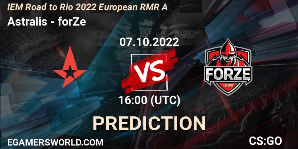 Astralis - forZe: прогноз. 07.10.2022 at 17:00, Counter-Strike (CS2), IEM Road to Rio 2022 European RMR A