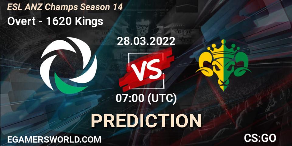 Overt - 1620 Kings: прогноз. 28.03.2022 at 07:00, Counter-Strike (CS2), ESL ANZ Champs Season 14