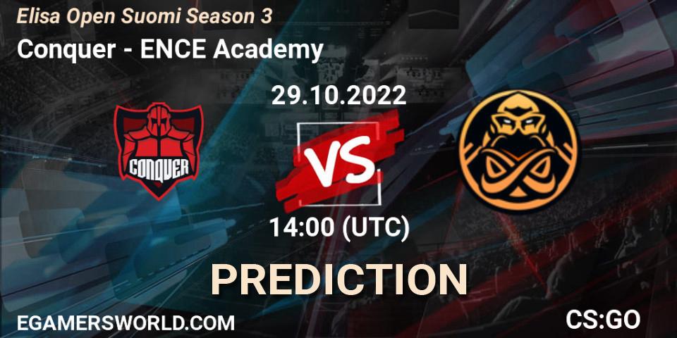 Conquer - ENCE Academy: прогноз. 29.10.2022 at 14:00, Counter-Strike (CS2), Elisa Open Suomi Season 3