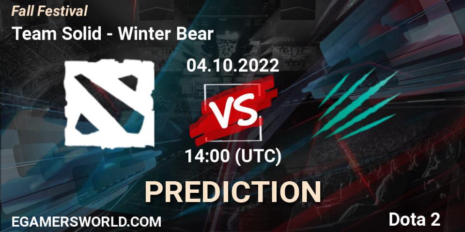 Team Solid - Winter Bear: прогноз. 04.10.2022 at 14:00, Dota 2, Fall Festival