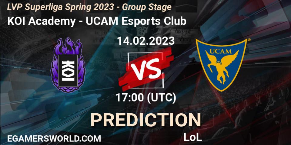 KOI Academy - UCAM Esports Club: прогноз. 14.02.2023 at 17:00, LoL, LVP Superliga Spring 2023 - Group Stage