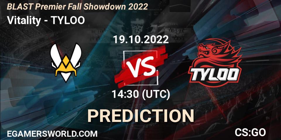 Vitality - TYLOO: прогноз. 19.10.2022 at 14:30, Counter-Strike (CS2), BLAST Premier Fall Showdown 2022 Europe
