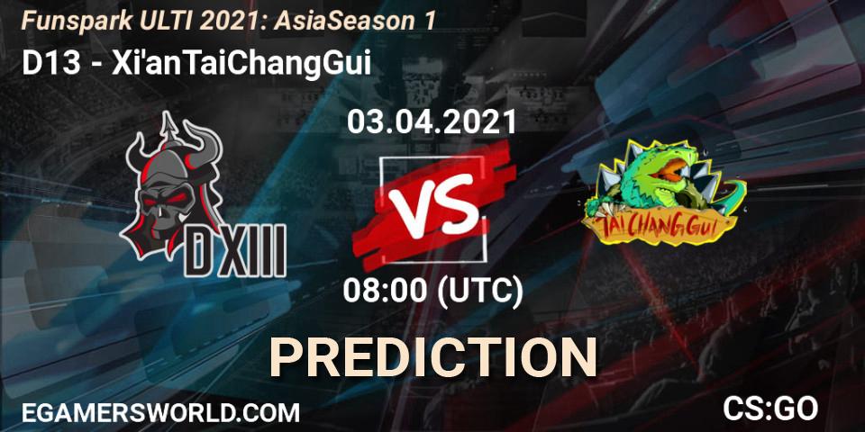 D13 - Xi'anTaiChangGui: прогноз. 03.04.2021 at 09:30, Counter-Strike (CS2), Funspark ULTI 2021: Asia Season 1