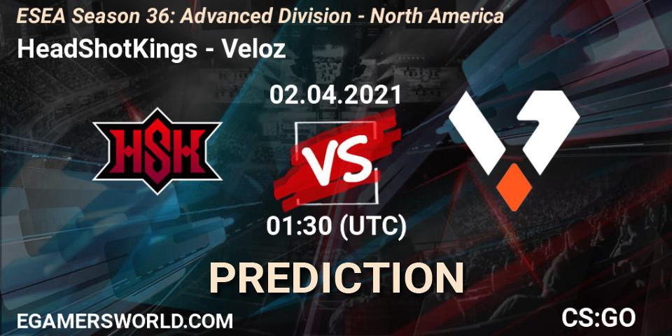 HeadShotKings - Veloz: прогноз. 04.04.2021 at 01:00, Counter-Strike (CS2), ESEA Season 36: Advanced Division - North America