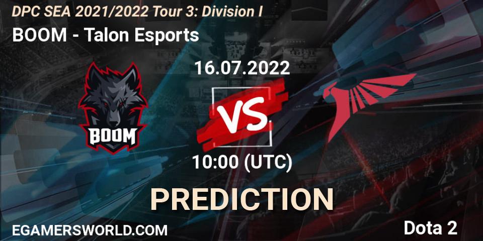 BOOM - Talon Esports: прогноз. 16.07.2022 at 10:06, Dota 2, DPC SEA 2021/2022 Tour 3: Division I