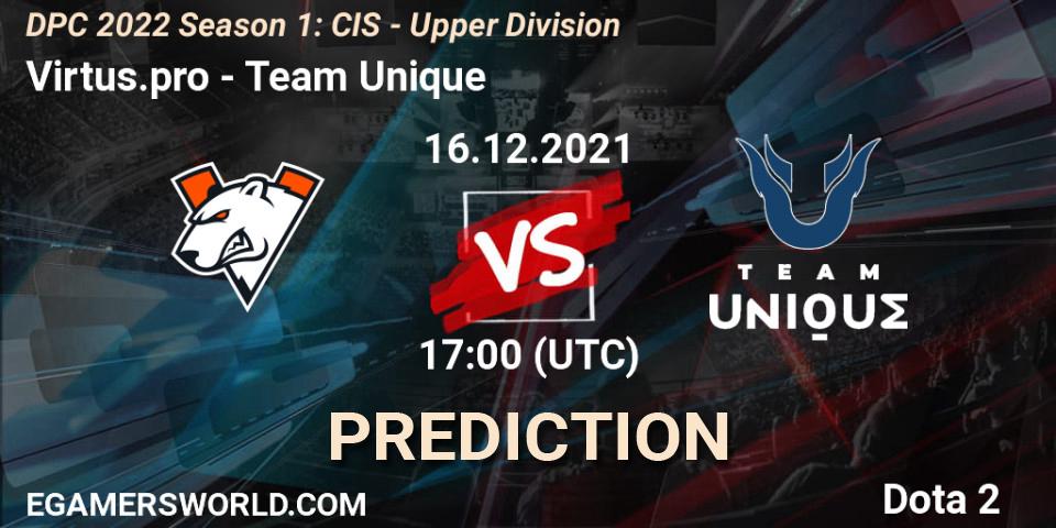 Virtus.pro - Team Unique: прогноз. 16.12.2021 at 17:24, Dota 2, DPC 2022 Season 1: CIS - Upper Division