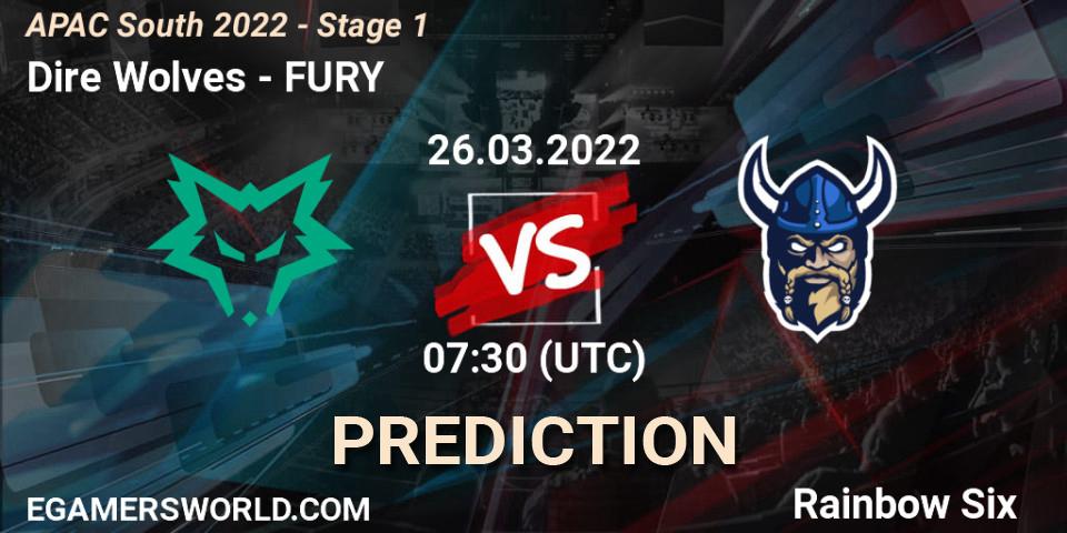 Dire Wolves - FURY: прогноз. 26.03.2022 at 07:30, Rainbow Six, APAC South 2022 - Stage 1