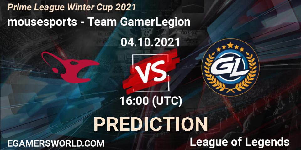 mousesports - Team GamerLegion: прогноз. 04.10.2021 at 16:00, LoL, Prime League Winter Cup 2021