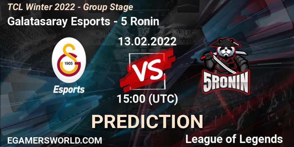 Galatasaray Esports - 5 Ronin: прогноз. 13.02.2022 at 15:00, LoL, TCL Winter 2022 - Group Stage