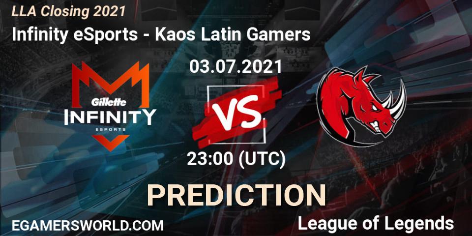 Infinity eSports - Kaos Latin Gamers: прогноз. 04.07.2021 at 00:00, LoL, LLA Closing 2021