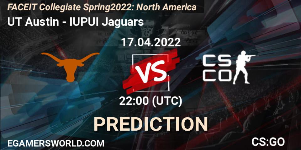 UT Austin - IUPUI Jaguars: прогноз. 17.04.2022 at 22:00, Counter-Strike (CS2), FACEIT Collegiate Spring 2022: North America