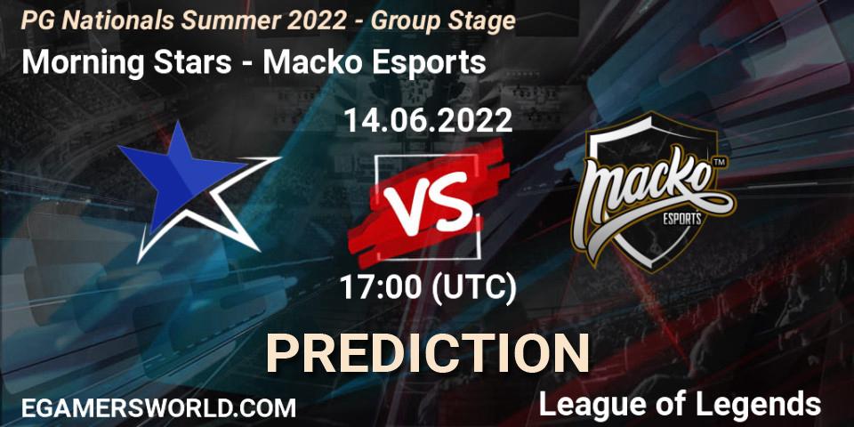 Morning Stars - Macko Esports: прогноз. 14.06.2022 at 18:00, LoL, PG Nationals Summer 2022 - Group Stage