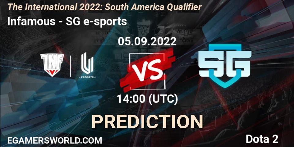Infamous - SG e-sports: прогноз. 05.09.2022 at 14:03, Dota 2, The International 2022: South America Qualifier