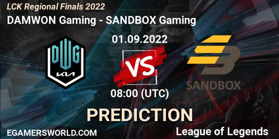 DAMWON Gaming - SANDBOX Gaming: прогноз. 01.09.22, LoL, LCK Regional Finals 2022