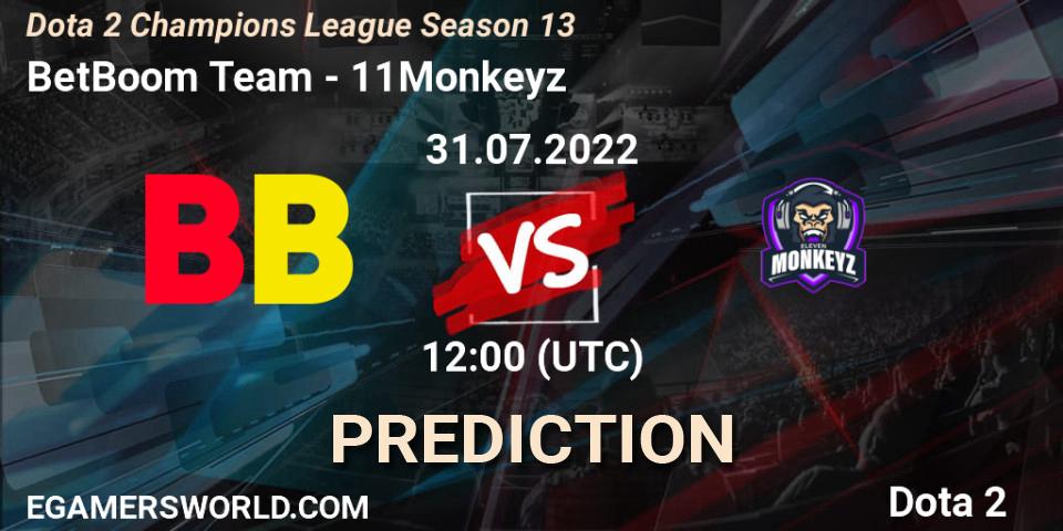 BetBoom Team - 11Monkeyz: прогноз. 31.07.2022 at 12:00, Dota 2, Dota 2 Champions League Season 13