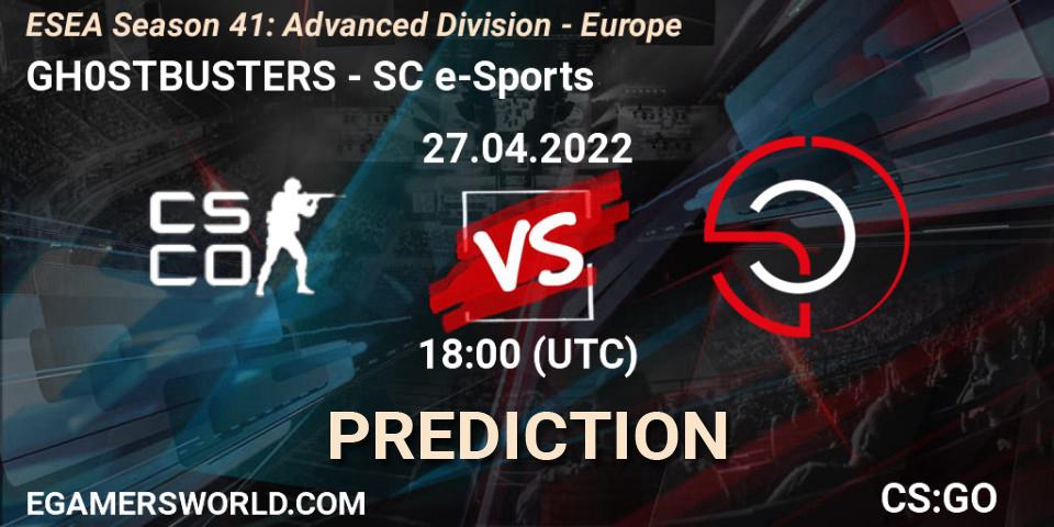 GH0STBUSTERS - SC e-Sports: прогноз. 27.04.2022 at 18:00, Counter-Strike (CS2), ESEA Season 41: Advanced Division - Europe