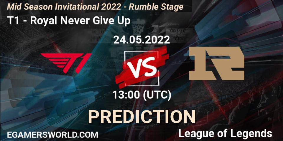 T1 - Royal Never Give Up: прогноз. 24.05.2022 at 11:00, LoL, Mid Season Invitational 2022 - Rumble Stage