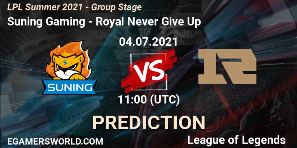 Suning Gaming - Royal Never Give Up: прогноз. 04.07.2021 at 11:00, LoL, LPL Summer 2021 - Group Stage