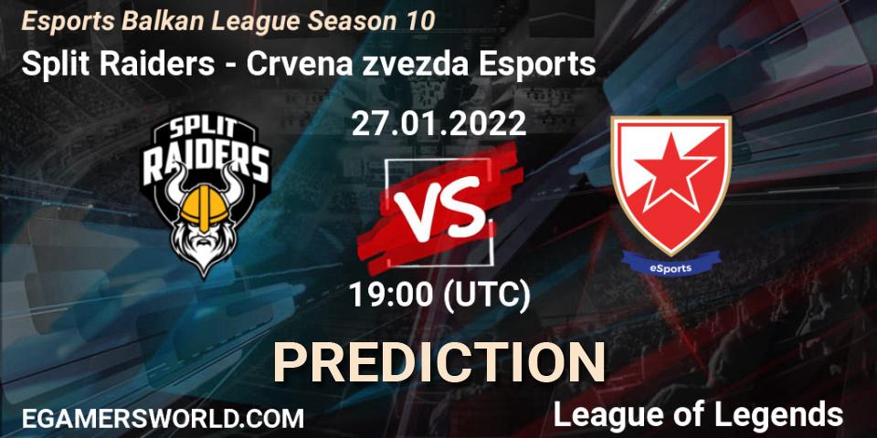 Split Raiders - Crvena zvezda Esports: прогноз. 01.02.2022 at 19:00, LoL, Esports Balkan League Season 10