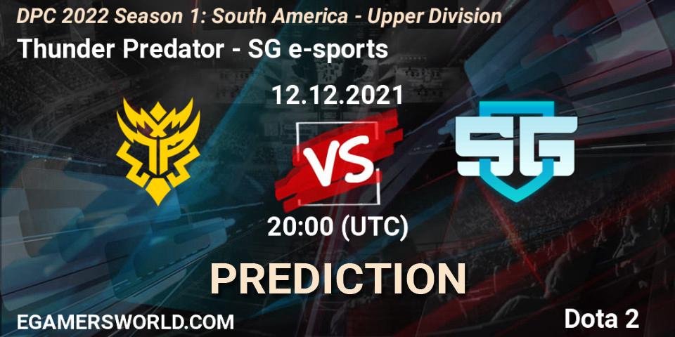 Thunder Predator - SG e-sports: прогноз. 12.12.21, Dota 2, DPC 2022 Season 1: South America - Upper Division