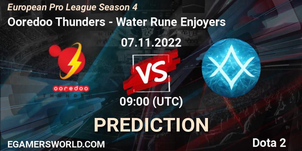 Ooredoo Thunders - Water Rune Enjoyers: прогноз. 07.11.2022 at 10:08, Dota 2, European Pro League Season 4