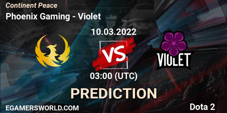 Phoenix Gaming - Violet: прогноз. 10.03.2022 at 04:16, Dota 2, Continent Peace