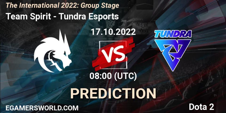 Team Spirit - Tundra Esports: прогноз. 17.10.2022 at 10:05, Dota 2, The International 2022: Group Stage