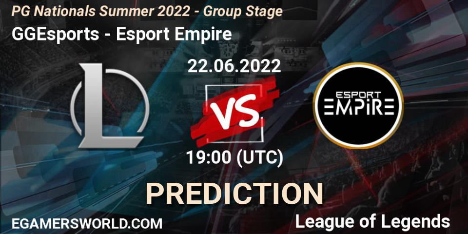 GGEsports - Esport Empire: прогноз. 22.06.2022 at 19:15, LoL, PG Nationals Summer 2022 - Group Stage