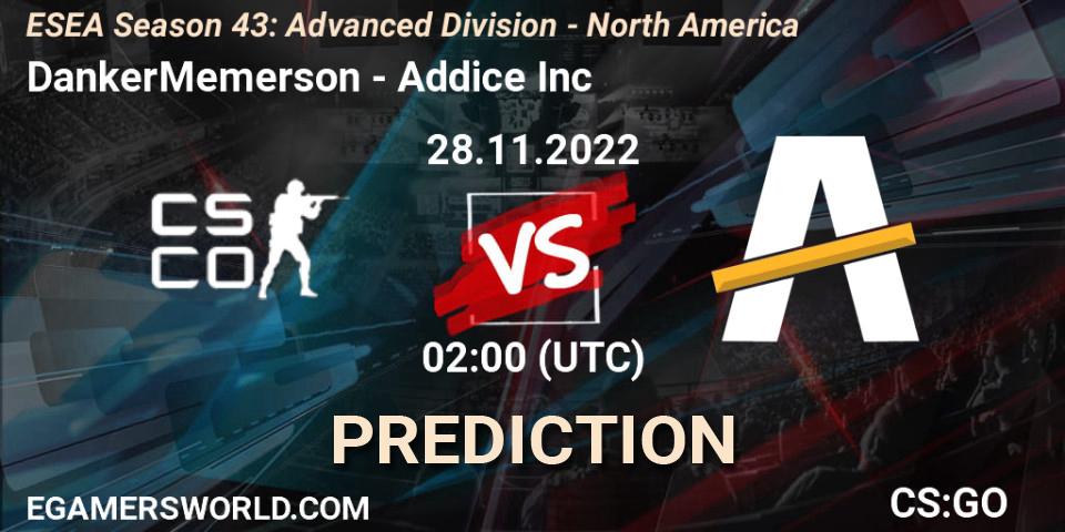 DankerMemerson - Addice Inc: прогноз. 28.11.22, CS2 (CS:GO), ESEA Season 43: Advanced Division - North America
