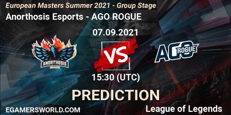 Anorthosis Esports - AGO ROGUE: прогноз. 07.09.2021 at 15:30, LoL, European Masters Summer 2021 - Group Stage