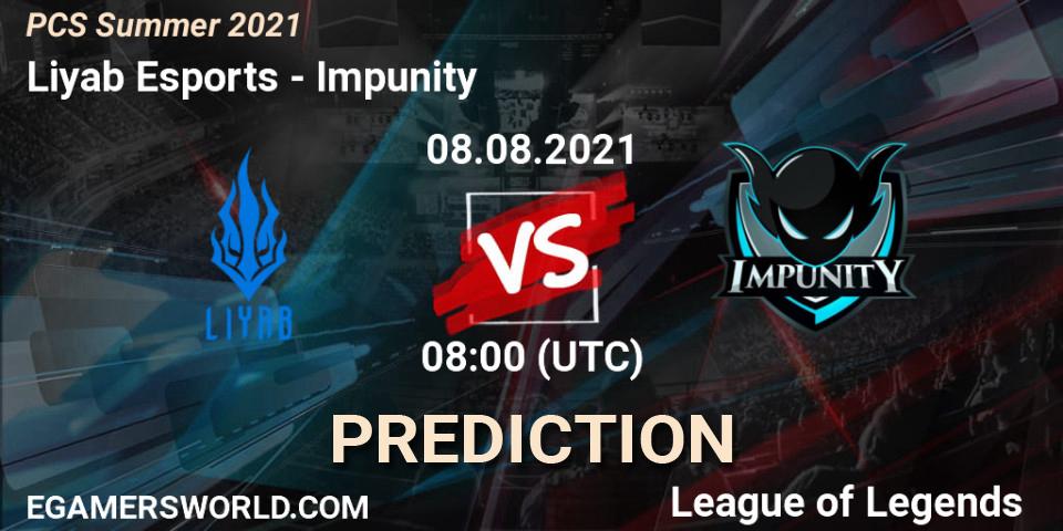 Liyab Esports - Impunity: прогноз. 08.08.2021 at 08:00, LoL, PCS Summer 2021