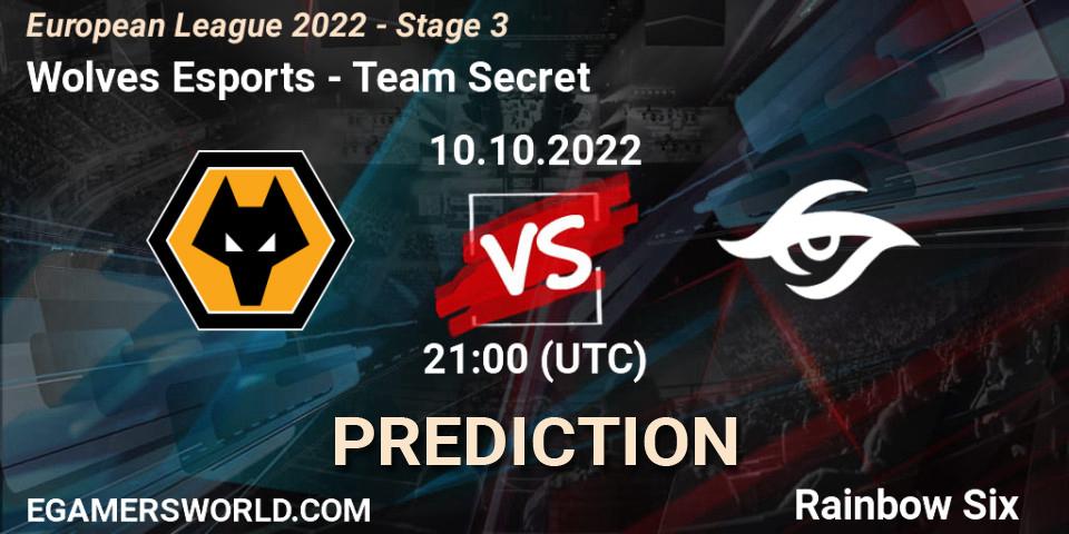 Wolves Esports - Team Secret: прогноз. 10.10.2022 at 21:00, Rainbow Six, European League 2022 - Stage 3