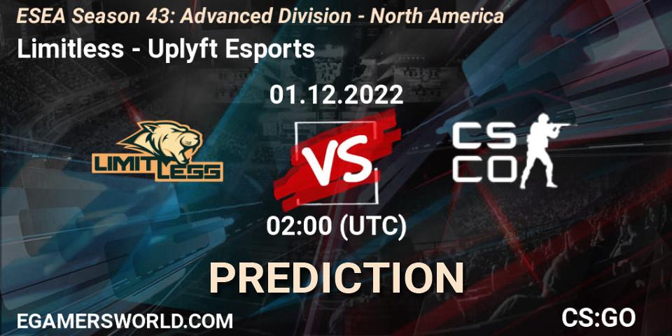 Limitless - Uplyft Esports: прогноз. 01.12.2022 at 02:00, Counter-Strike (CS2), ESEA Season 43: Advanced Division - North America