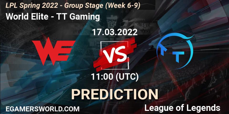 World Elite - TT Gaming: прогноз. 17.03.22, LoL, LPL Spring 2022 - Group Stage (Week 6-9)