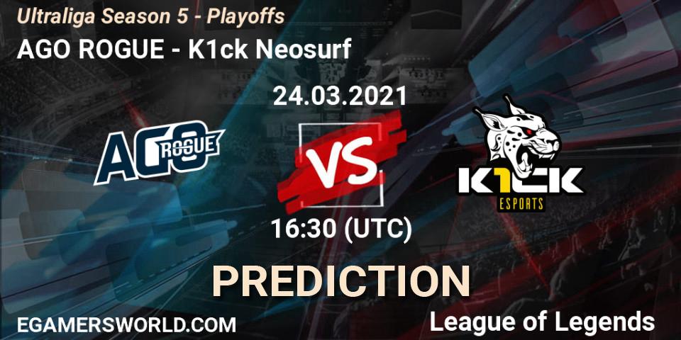 AGO ROGUE - K1ck Neosurf: прогноз. 24.03.21, LoL, Ultraliga Season 5 - Playoffs
