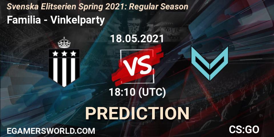Familia - Vinkelparty: прогноз. 18.05.2021 at 18:10, Counter-Strike (CS2), Svenska Elitserien Spring 2021: Regular Season