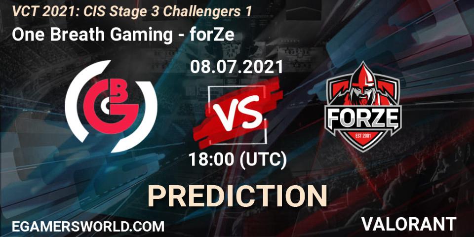 One Breath Gaming - forZe: прогноз. 08.07.2021 at 18:00, VALORANT, VCT 2021: CIS Stage 3 Challengers 1