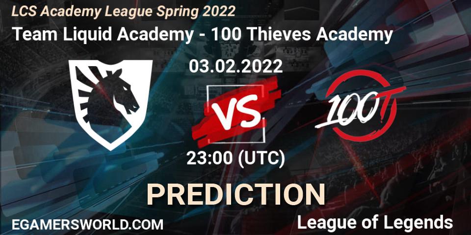 Team Liquid Academy - 100 Thieves Academy: прогноз. 03.02.2022 at 23:00, LoL, LCS Academy League Spring 2022