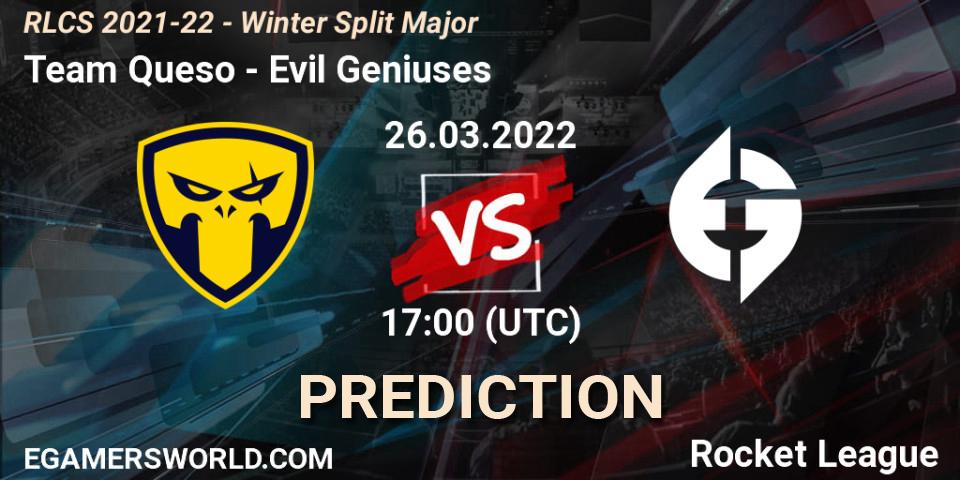 Team Queso - Evil Geniuses: прогноз. 26.03.2022 at 17:00, Rocket League, RLCS 2021-22 - Winter Split Major