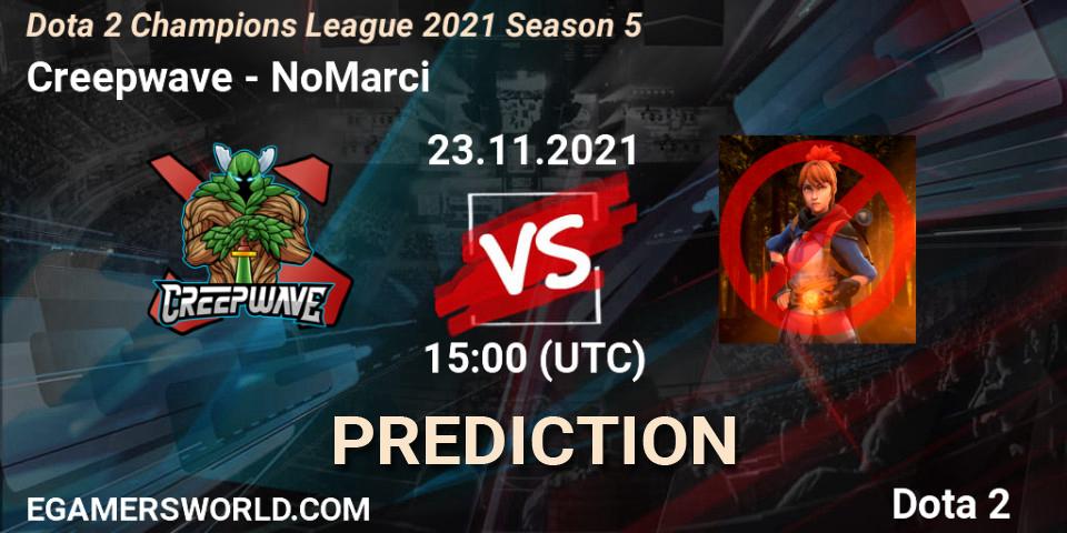 Creepwave - NoMarci: прогноз. 23.11.2021 at 15:02, Dota 2, Dota 2 Champions League 2021 Season 5