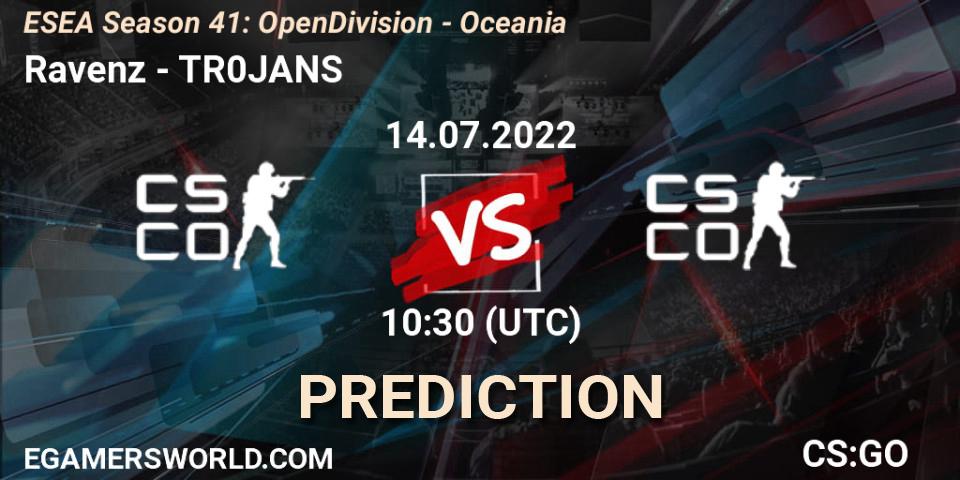 Ravenz - TR0JANS: прогноз. 14.07.2022 at 10:30, Counter-Strike (CS2), ESEA Season 41: Open Division - Oceania