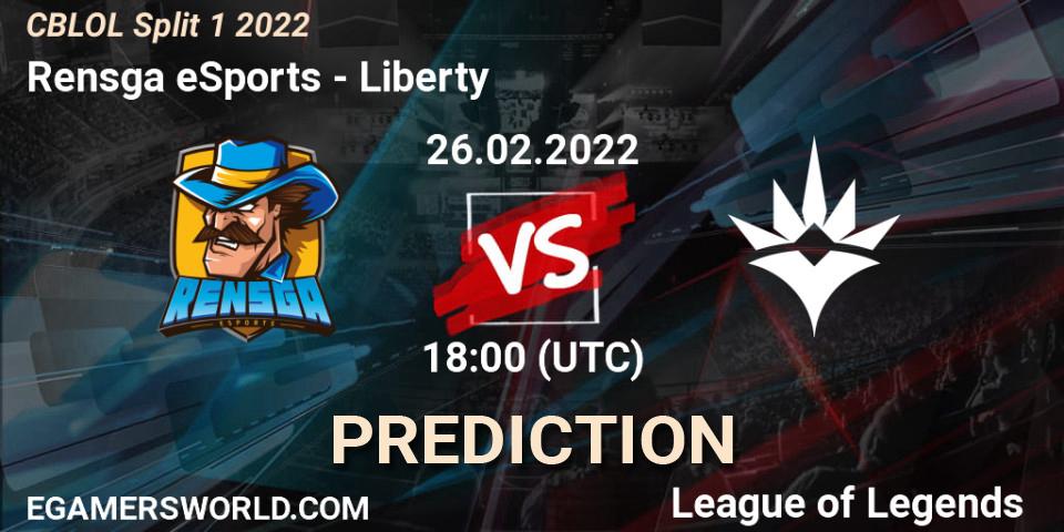 Rensga eSports - Liberty: прогноз. 26.02.2022 at 18:10, LoL, CBLOL Split 1 2022