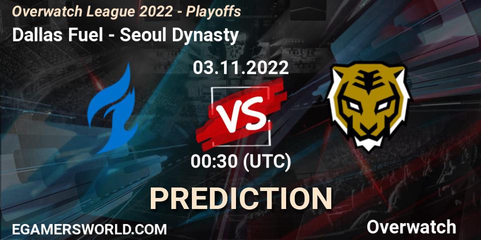 Dallas Fuel - Seoul Dynasty: прогноз. 03.11.2022 at 01:15, Overwatch, Overwatch League 2022 - Playoffs