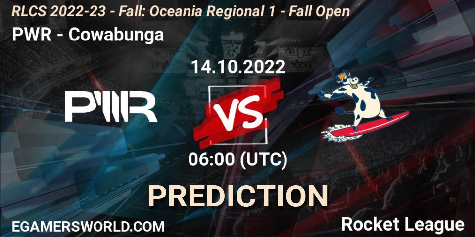 PWR - Cowabunga: прогноз. 14.10.2022 at 06:00, Rocket League, RLCS 2022-23 - Fall: Oceania Regional 1 - Fall Open