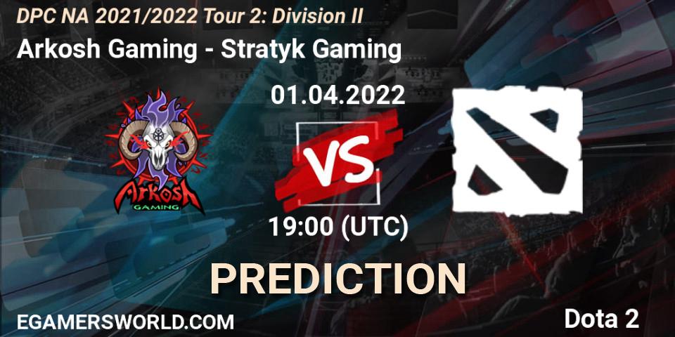 Arkosh Gaming - Stratyk Gaming: прогноз. 01.04.2022 at 19:07, Dota 2, DP 2021/2022 Tour 2: NA Division II (Lower) - ESL One Spring 2022