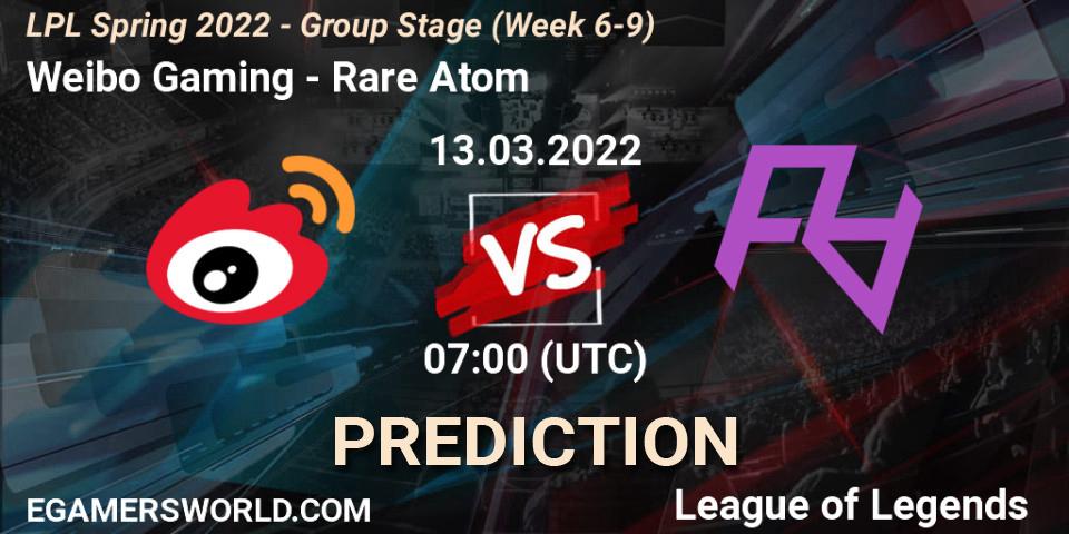 Weibo Gaming - Rare Atom: прогноз. 13.03.2022 at 07:00, LoL, LPL Spring 2022 - Group Stage (Week 6-9)
