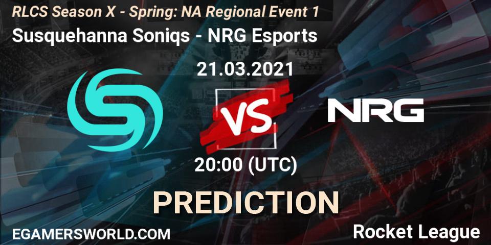 Susquehanna Soniqs - NRG Esports: прогноз. 21.03.2021 at 20:20, Rocket League, RLCS Season X - Spring: NA Regional Event 1