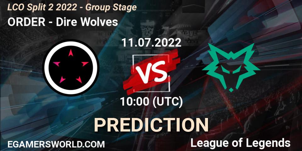 ORDER - Dire Wolves: прогноз. 11.07.22, LoL, LCO Split 2 2022 - Group Stage