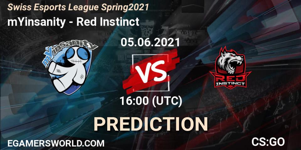 mYinsanity - Red Instinct: прогноз. 05.06.2021 at 16:00, Counter-Strike (CS2), Swiss Esports League Spring 2021